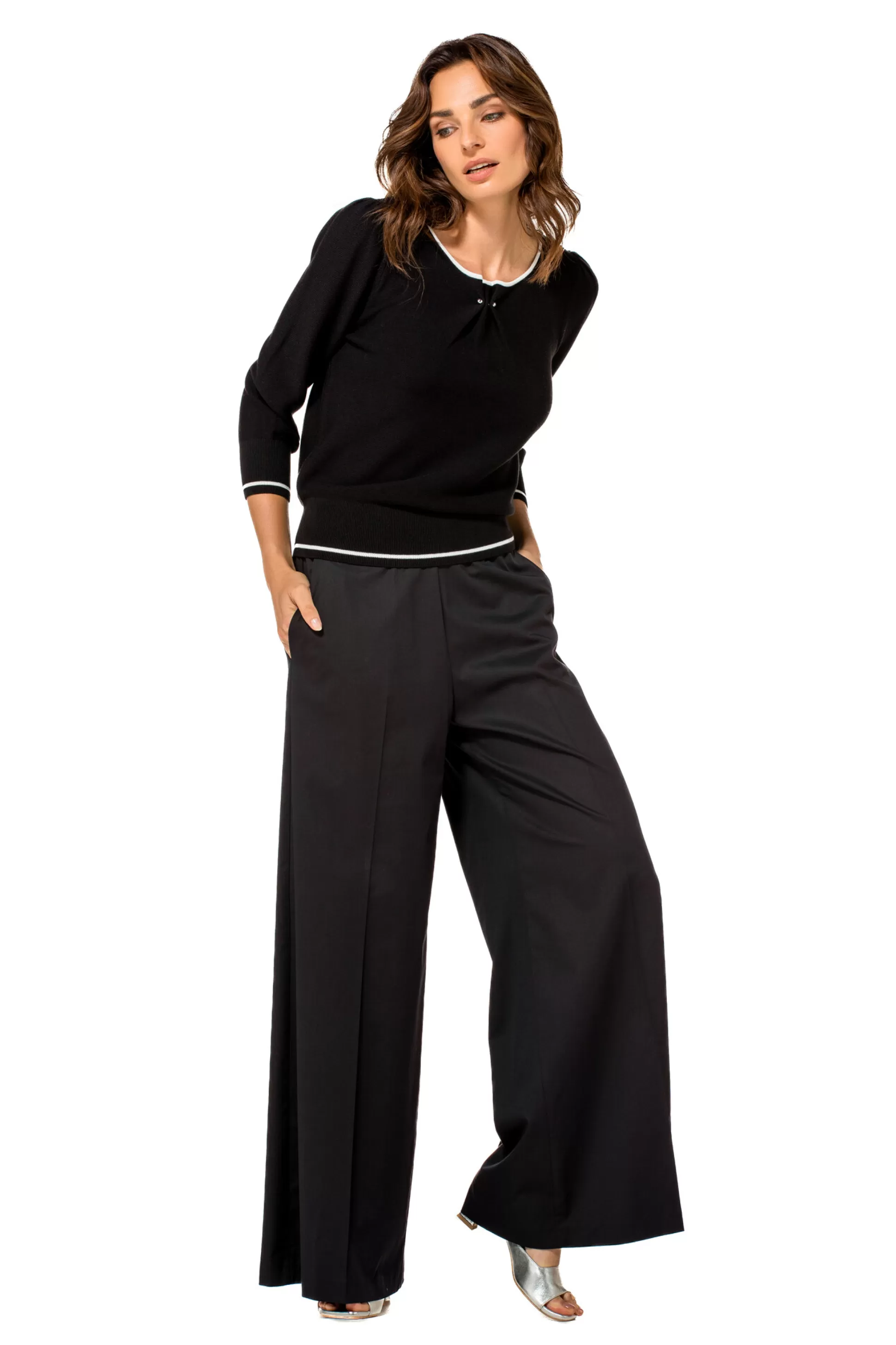 Caroline Biss 1248-10 / Pull Bicolore Maille Fine*Femmes Tire