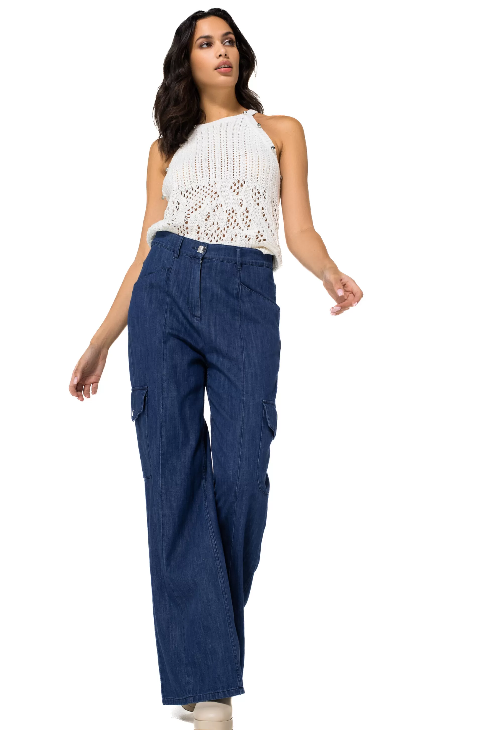 Caroline Biss 1512-24 / Jean Cargo Fluide, Jambe Large, Taille Normale*Femmes Pantalon