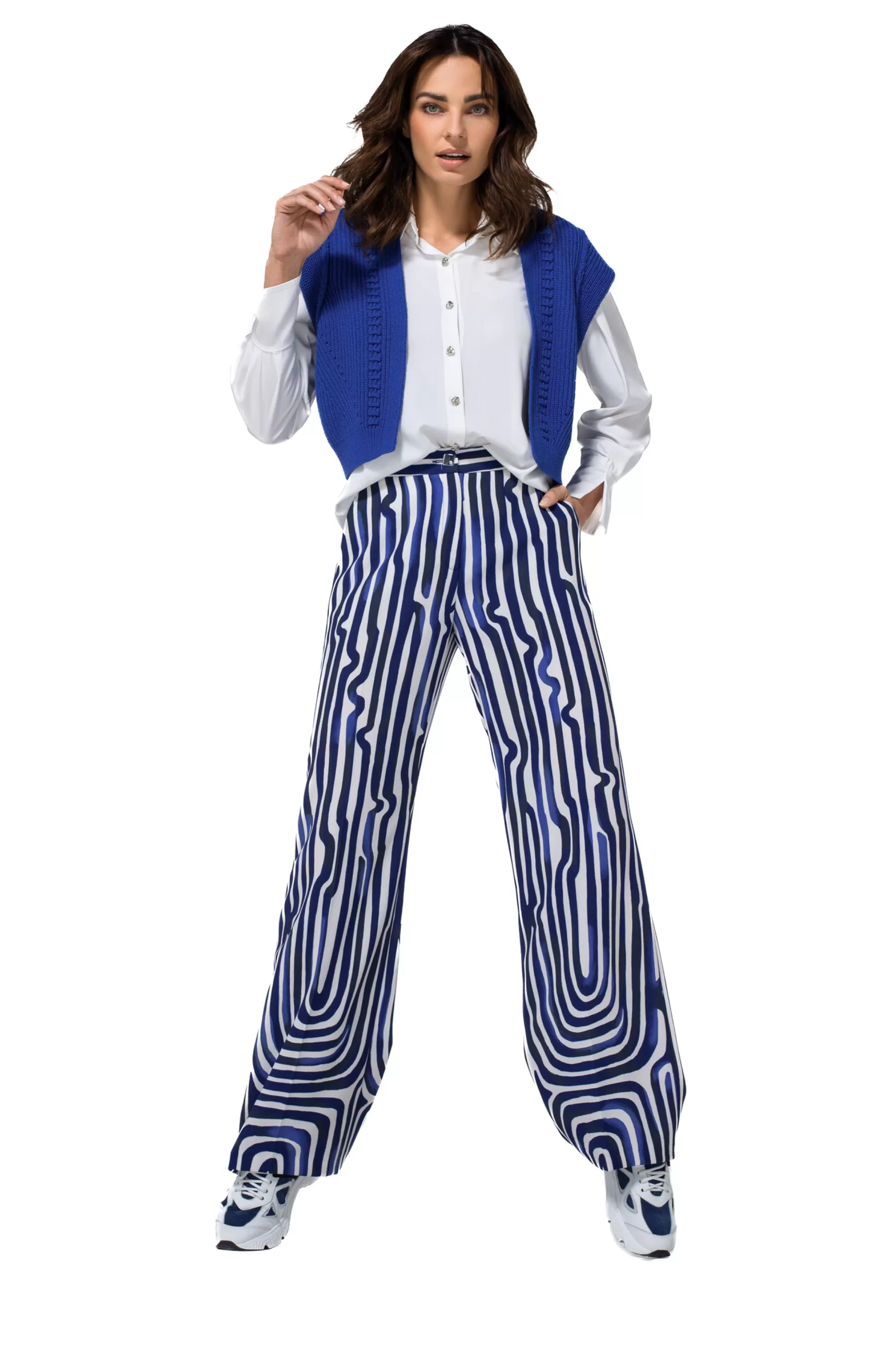 Caroline Biss 1534-29 / Pantalon Confortable, Jambe Droite, Taille Normale*Femmes Pantalon