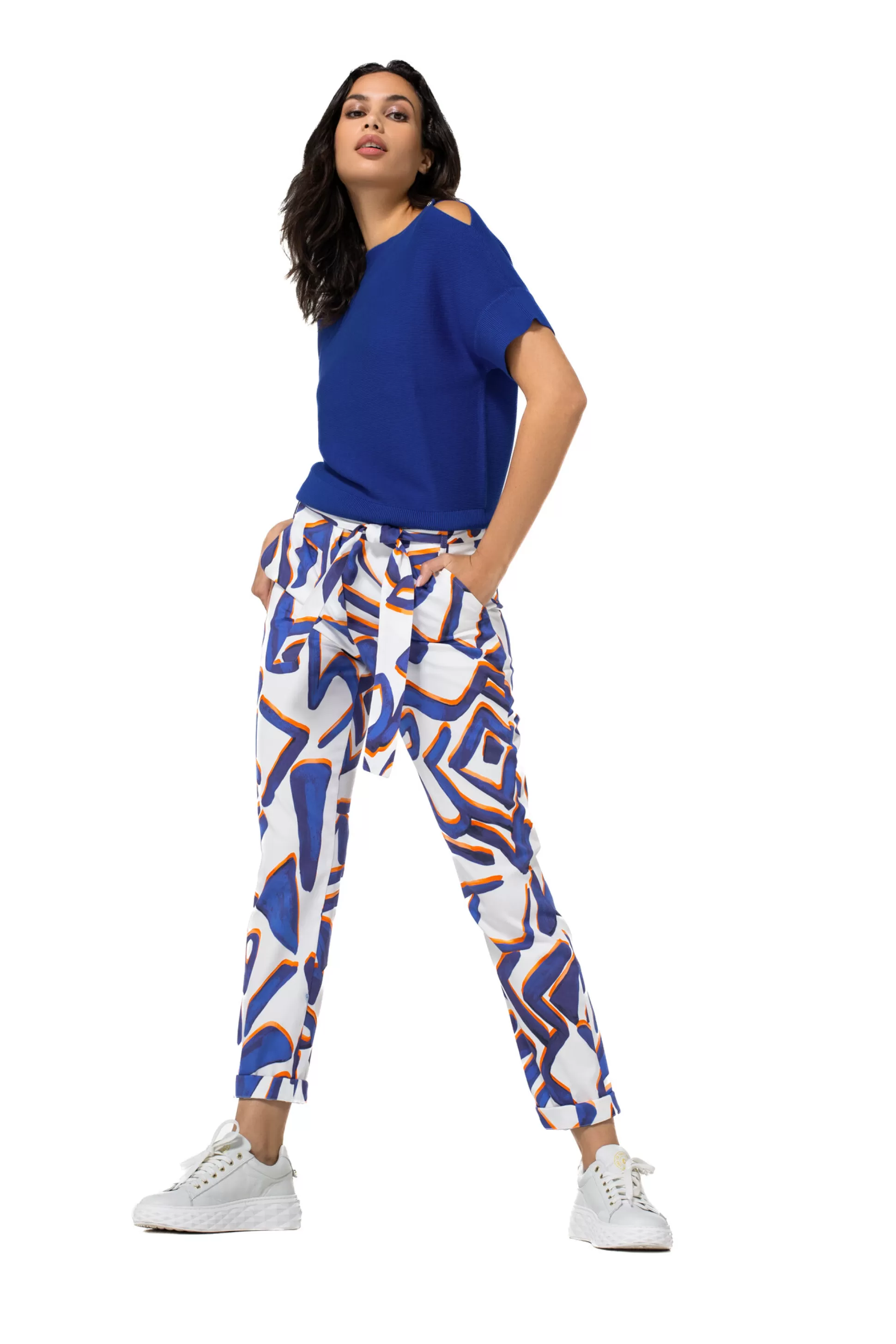 Caroline Biss 1545-29 / Pantalon Baggy Extensible, Ourlet Enroulable, Taille Moyenne*Femmes Pantalon