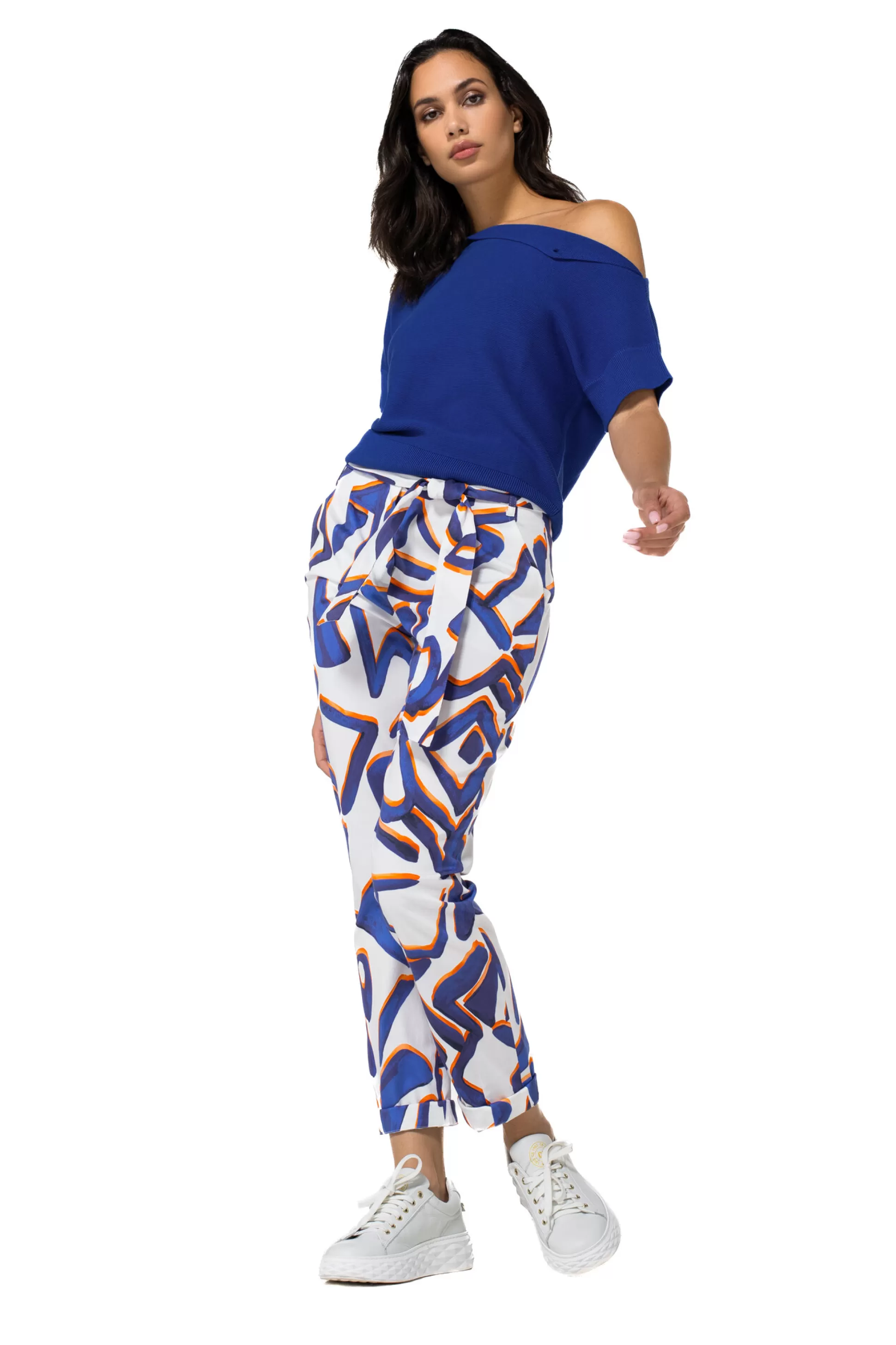 Caroline Biss 1545-29 / Pantalon Baggy Extensible, Ourlet Enroulable, Taille Moyenne*Femmes Pantalon