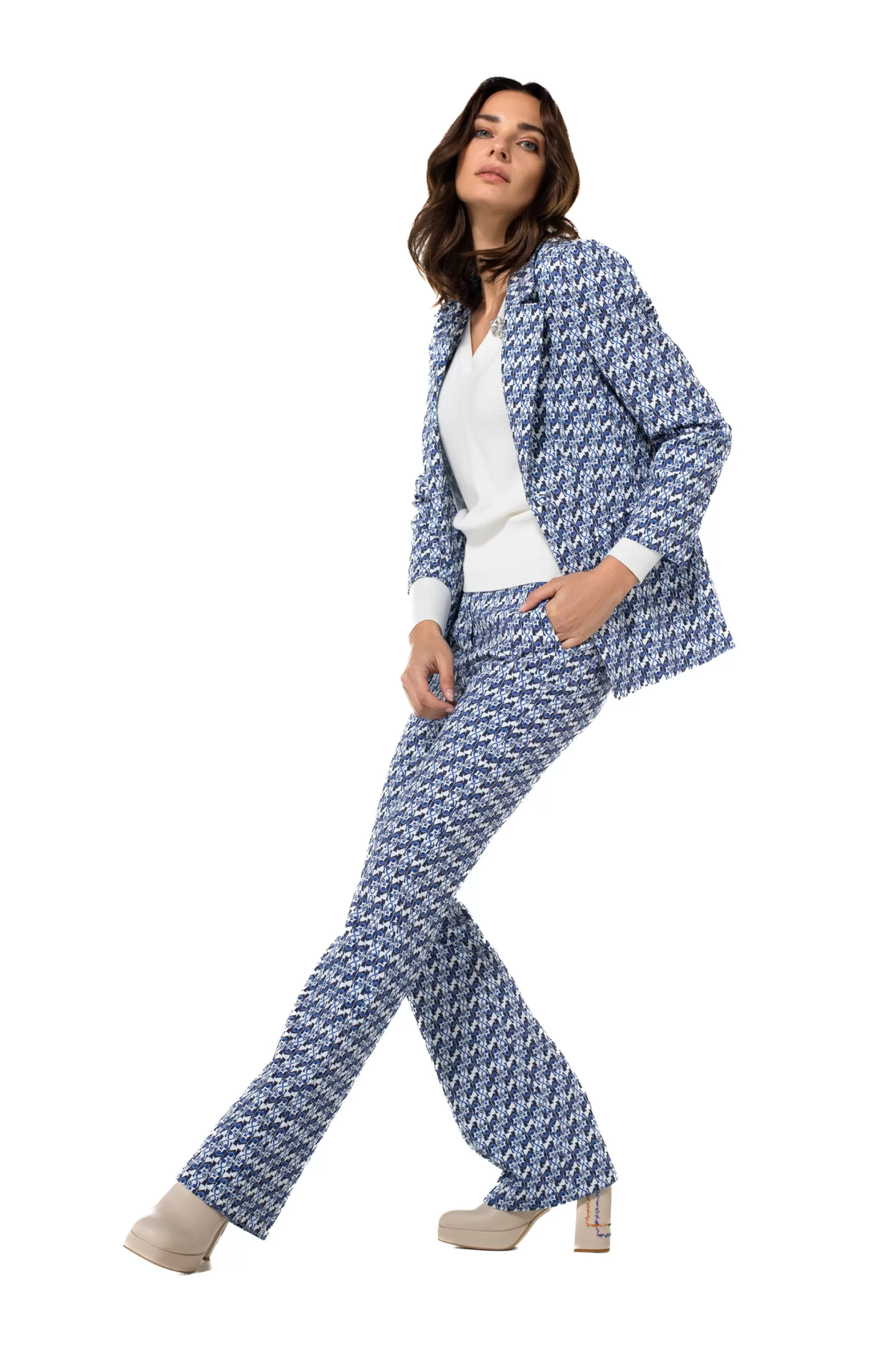 Caroline Biss 1550-29 / Pantalon Confortable, Bootcut, Taille Normale, Imprime Pop-Art*Femmes Pantalon