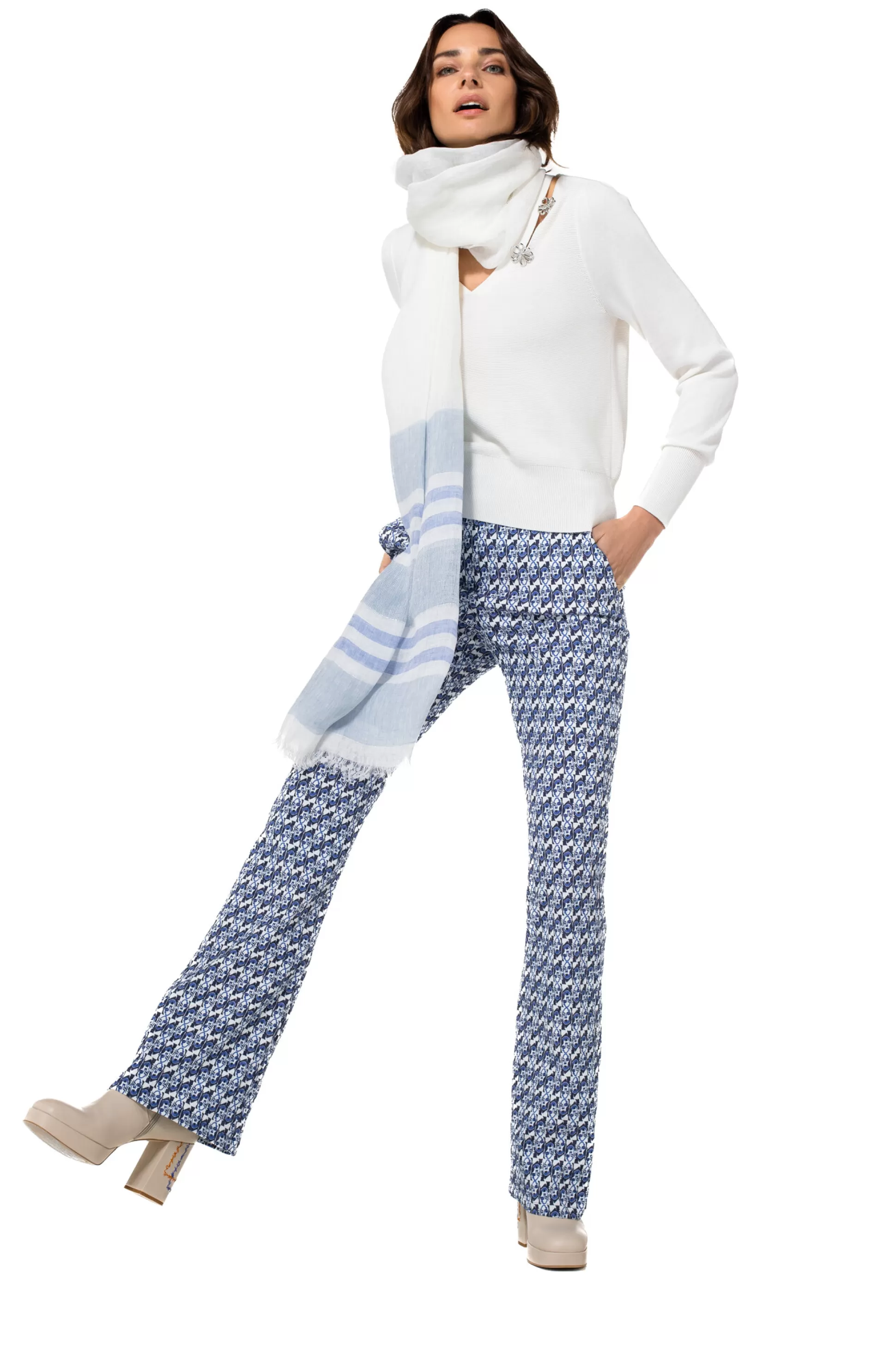 Caroline Biss 1550-29 / Pantalon Confortable, Bootcut, Taille Normale, Imprime Pop-Art*Femmes Pantalon