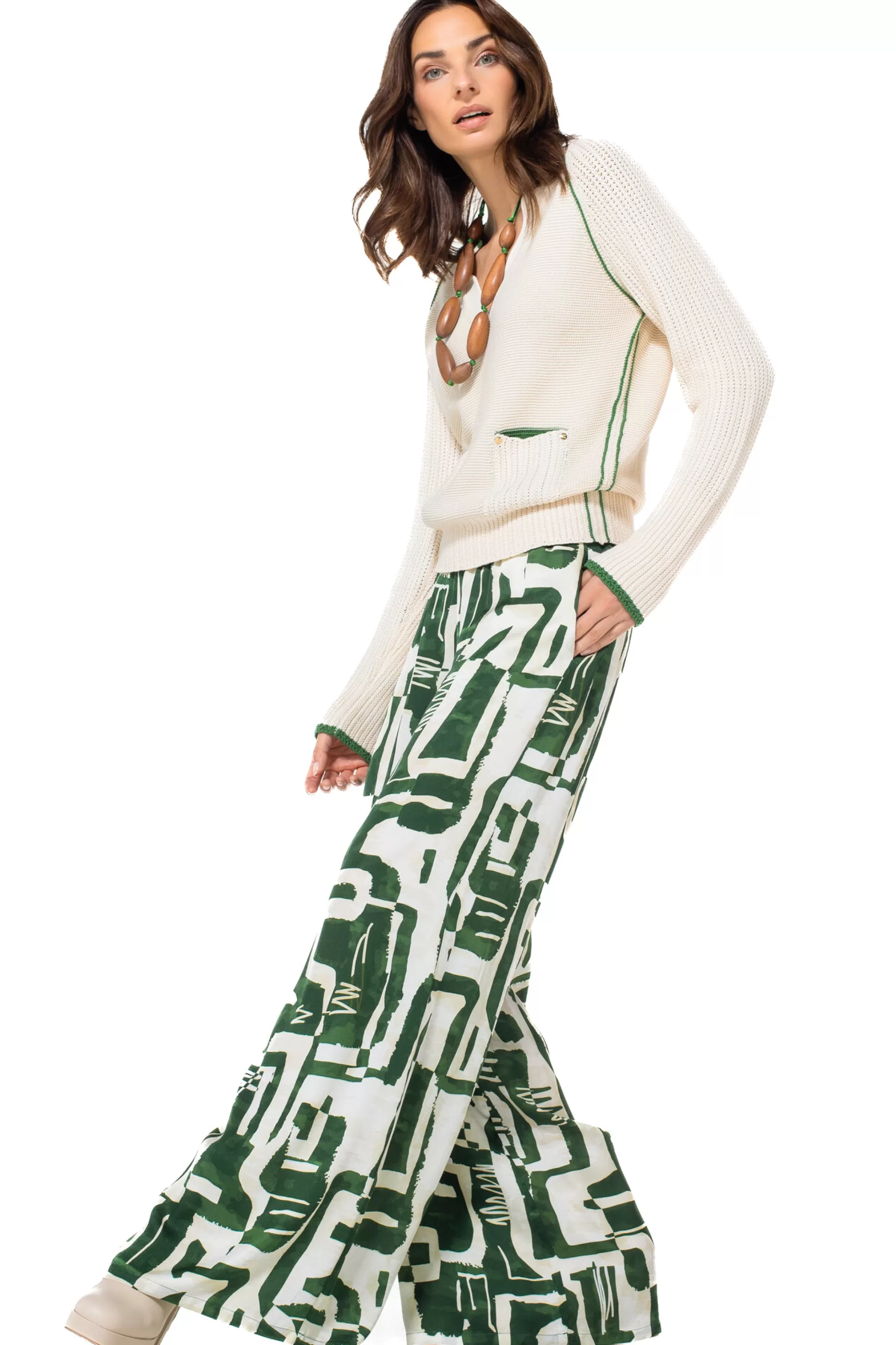 Caroline Biss 1563-69 / Pantalon Palazzo Fluide, Jambe Large, Taille Normale*Femmes Pantalon