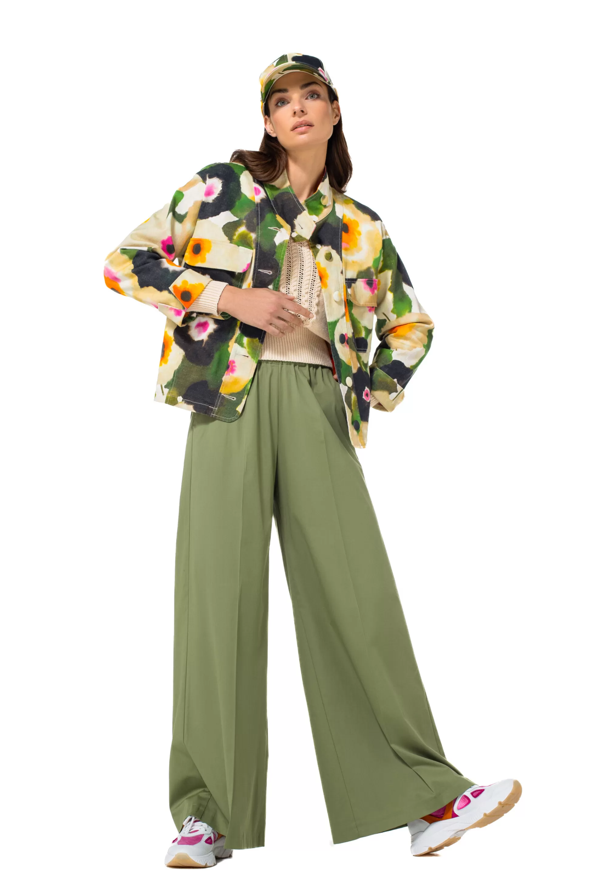 Caroline Biss 1569-60 / Pantalon Large Confortable En Coton, Taille Normale*Femmes Pantalon