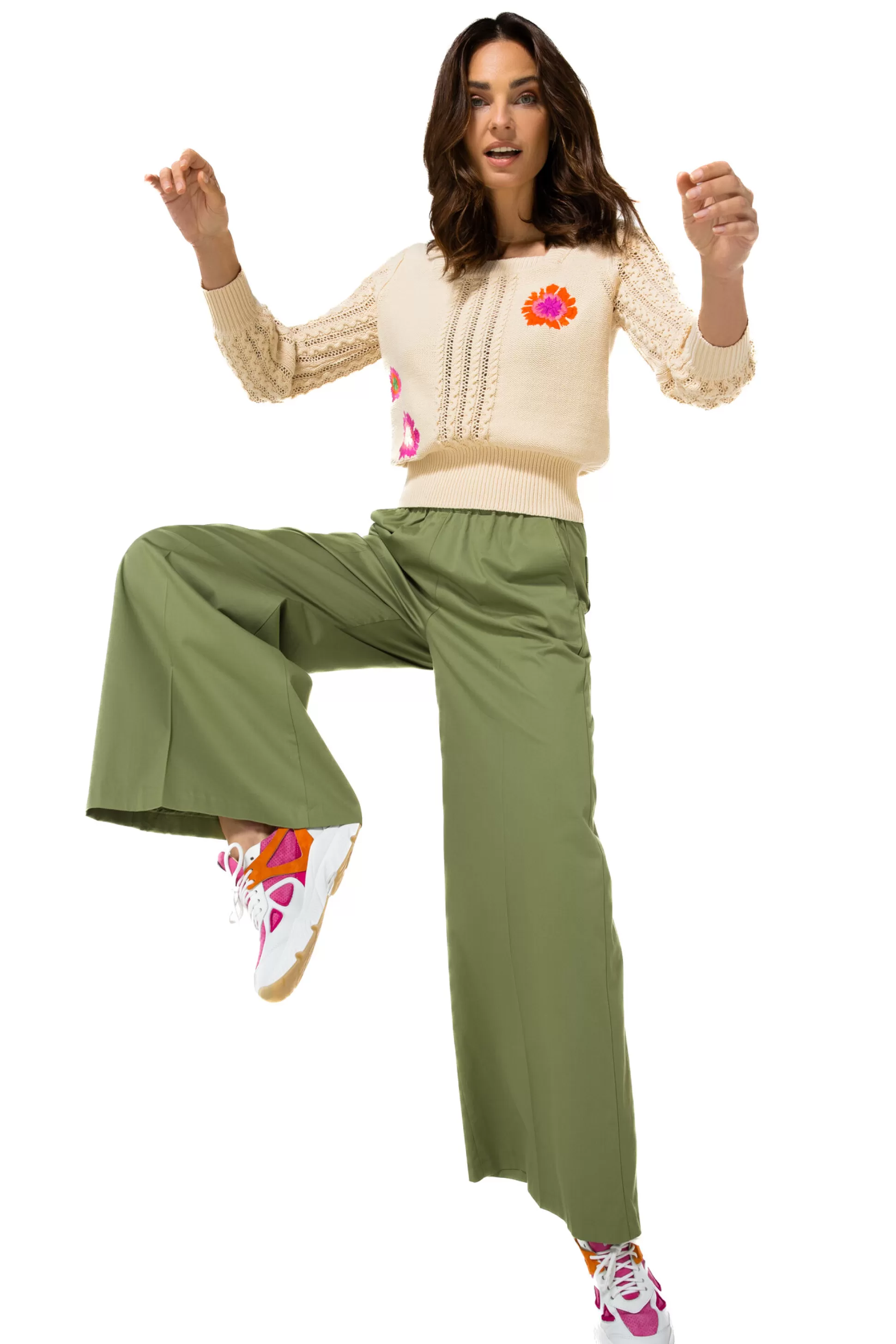 Caroline Biss 1569-60 / Pantalon Large Confortable En Coton, Taille Normale*Femmes Pantalon