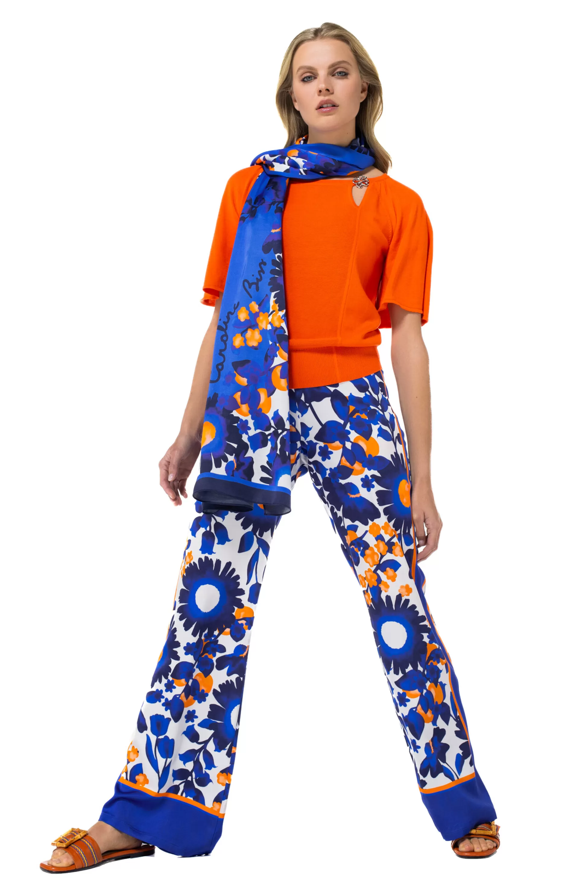 Caroline Biss 1571-29 / Pantalon Fluide, Jambe Droite, Taille Normale*Femmes Pantalon