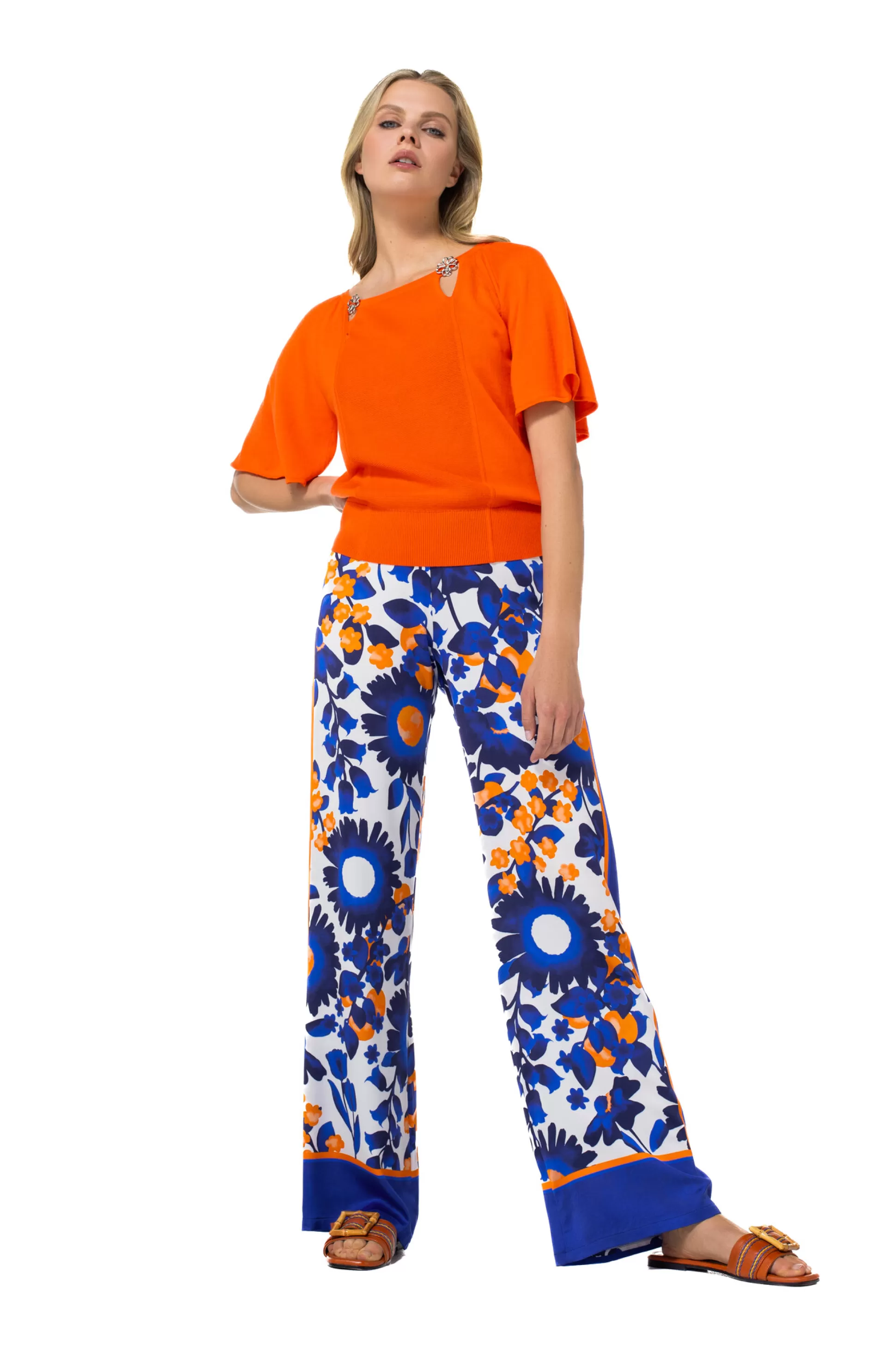 Caroline Biss 1571-29 / Pantalon Fluide, Jambe Droite, Taille Normale*Femmes Pantalon