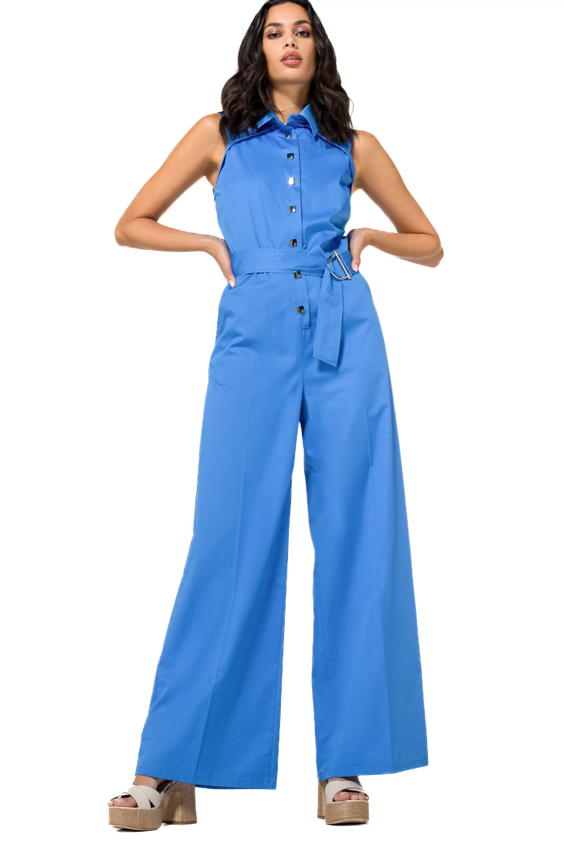 Caroline Biss 1577-27 / Combinaison Confortable En Coton, Longueur Cheville, Jambe Large*Femmes Pantalon