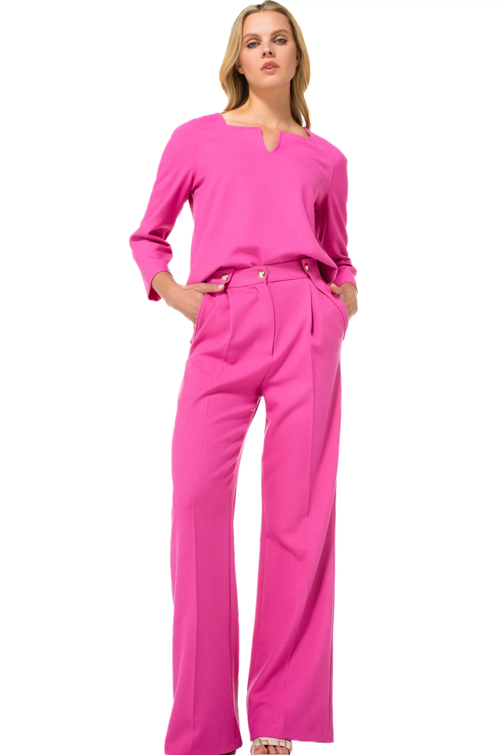 Caroline Biss 1582-73 / Robe Pantalon Confortable, Jambe Droite, Taille Moyenne*Femmes Pantalon