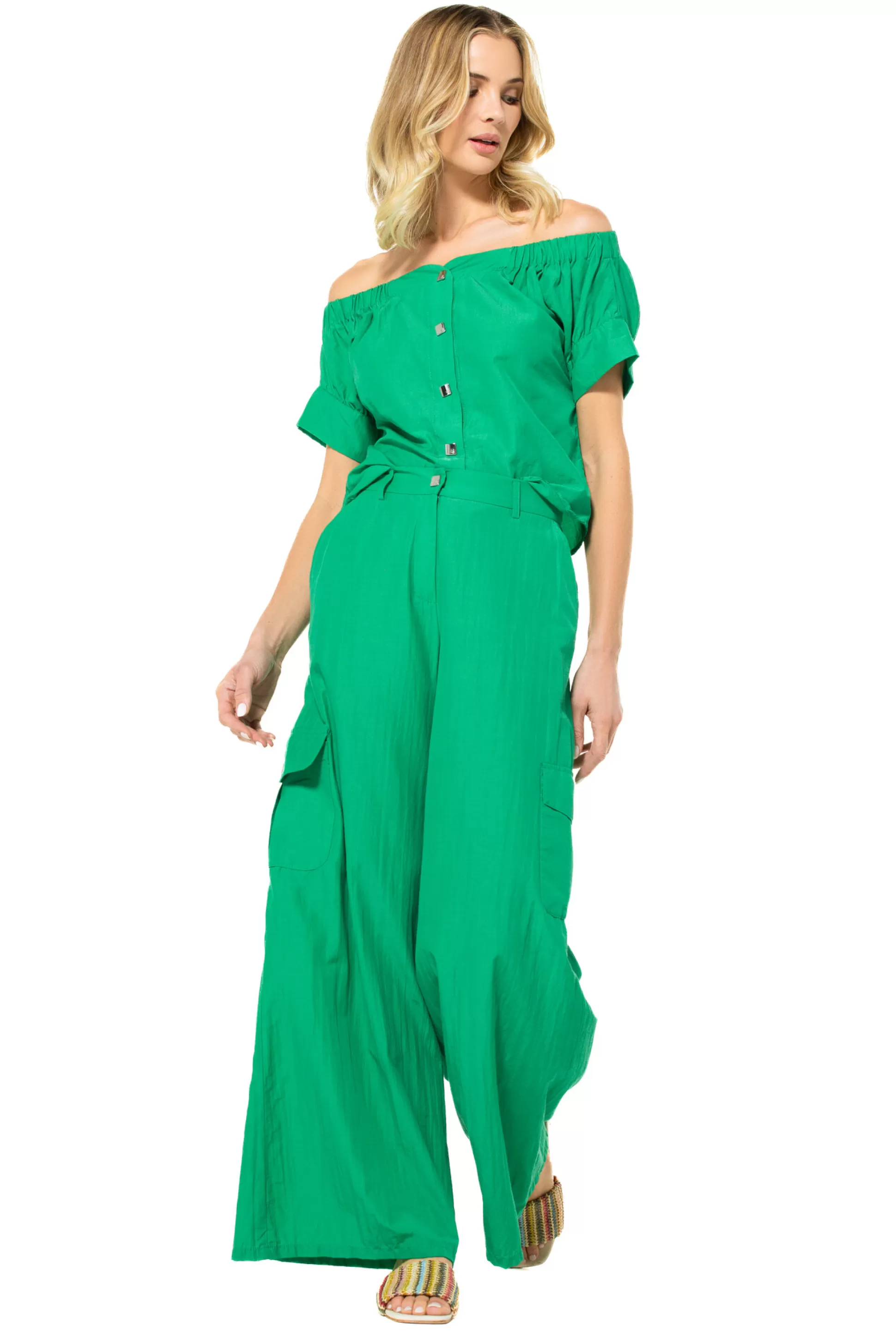 Caroline Biss 3554-61 / Pantalon Large Melange De Coton, Taille Normale*Femmes Pantalon