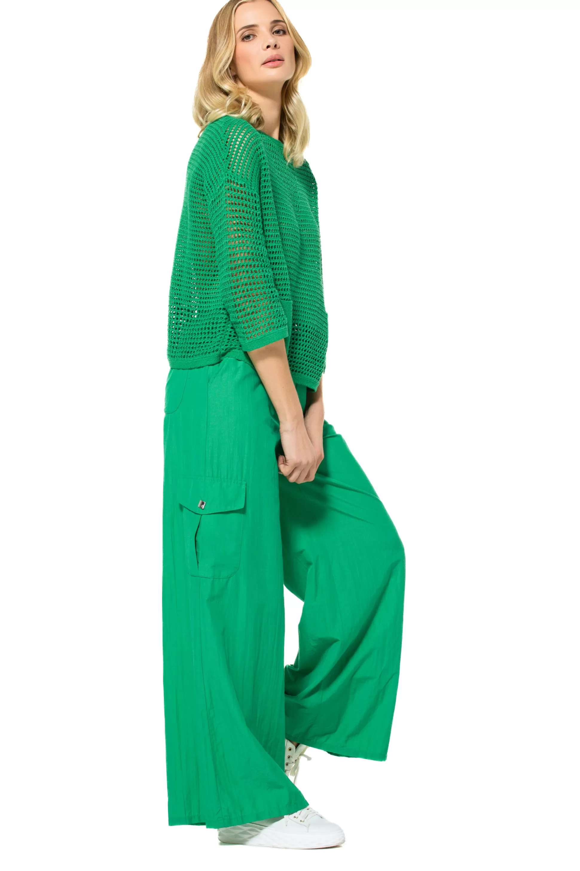 Caroline Biss 3554-61 / Pantalon Large Melange De Coton, Taille Normale*Femmes Pantalon