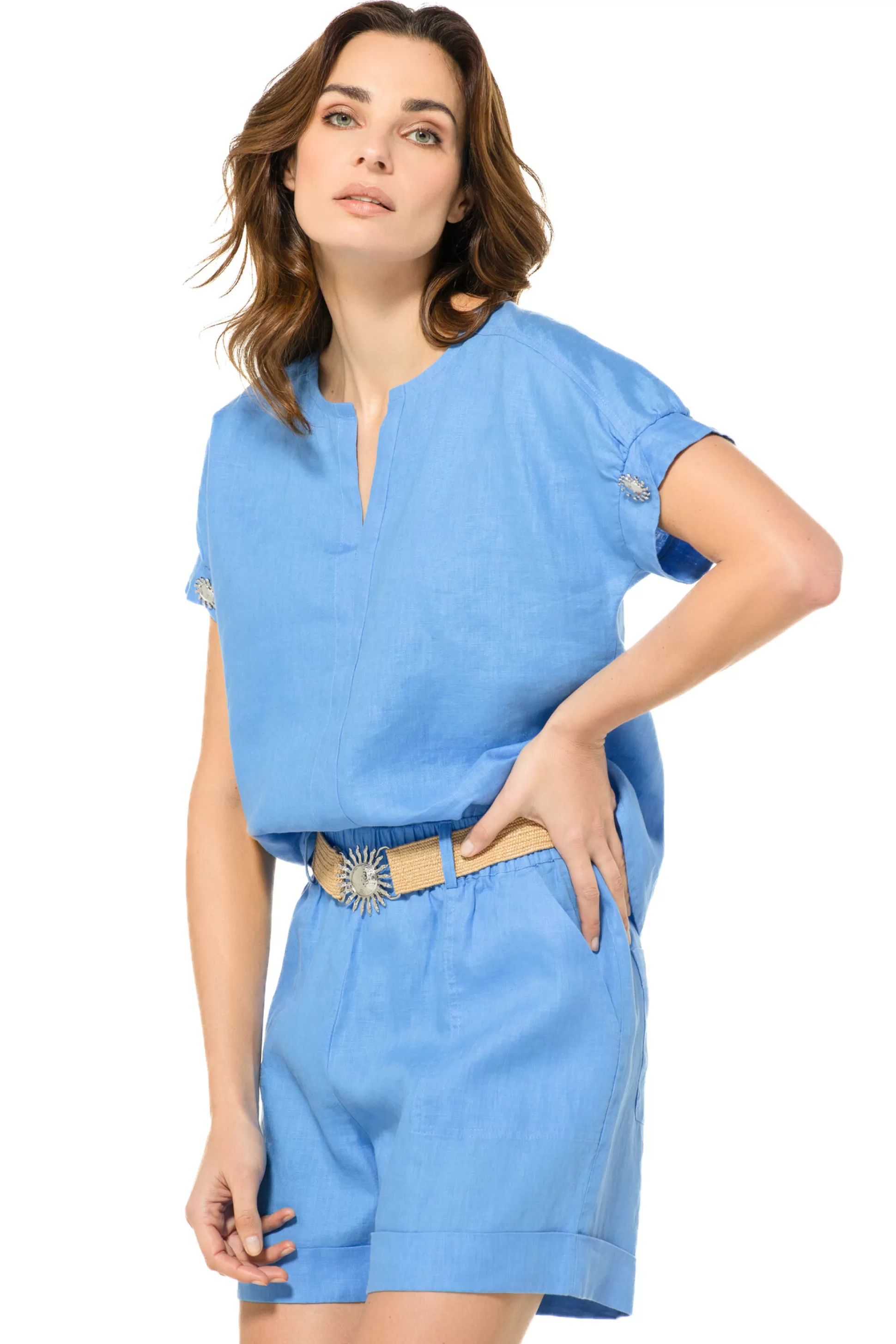 Caroline Biss 3568-24 / Short En Lin, Taille Normale*Femmes Pantalon