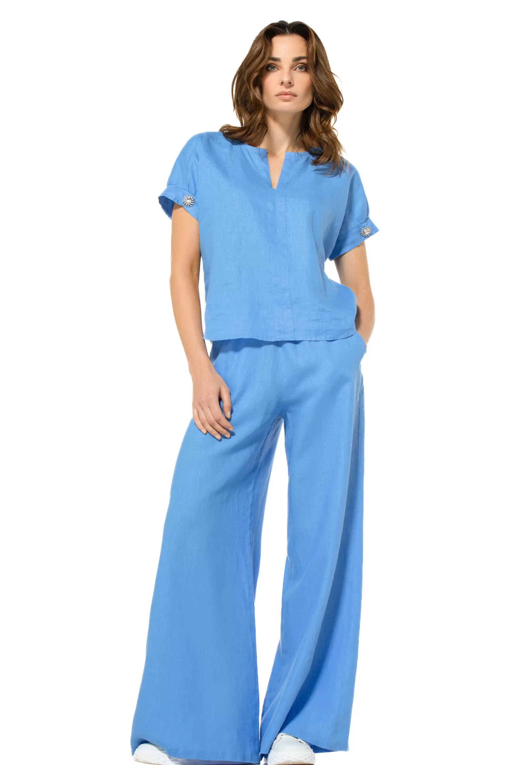 Caroline Biss 3571-24 / Pantalon Large En Lin, Taille Normale*Femmes Pantalon