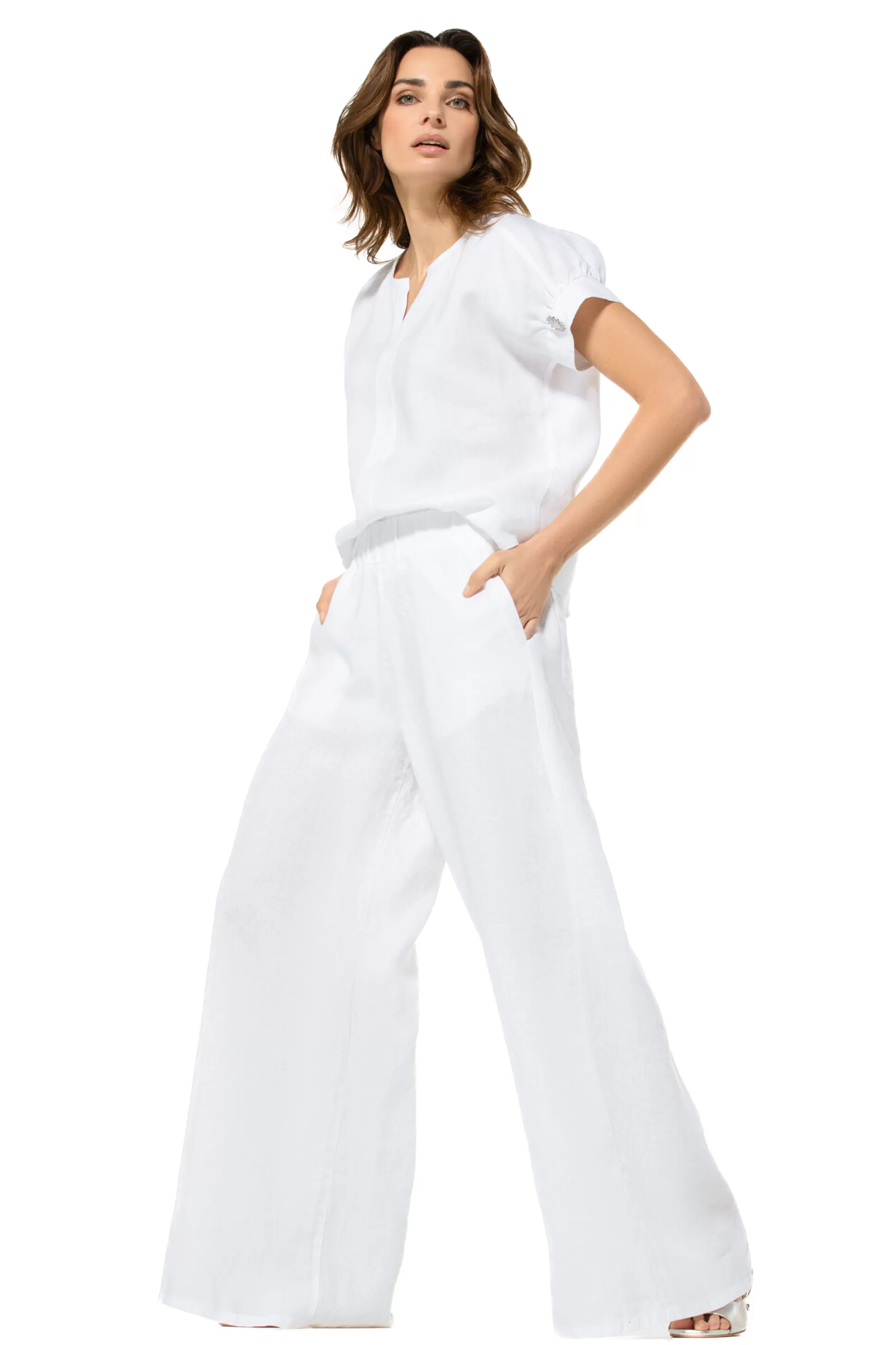 Caroline Biss 3571-90 / Pantalon Large En Lin, Taille Normale*Femmes Pantalon