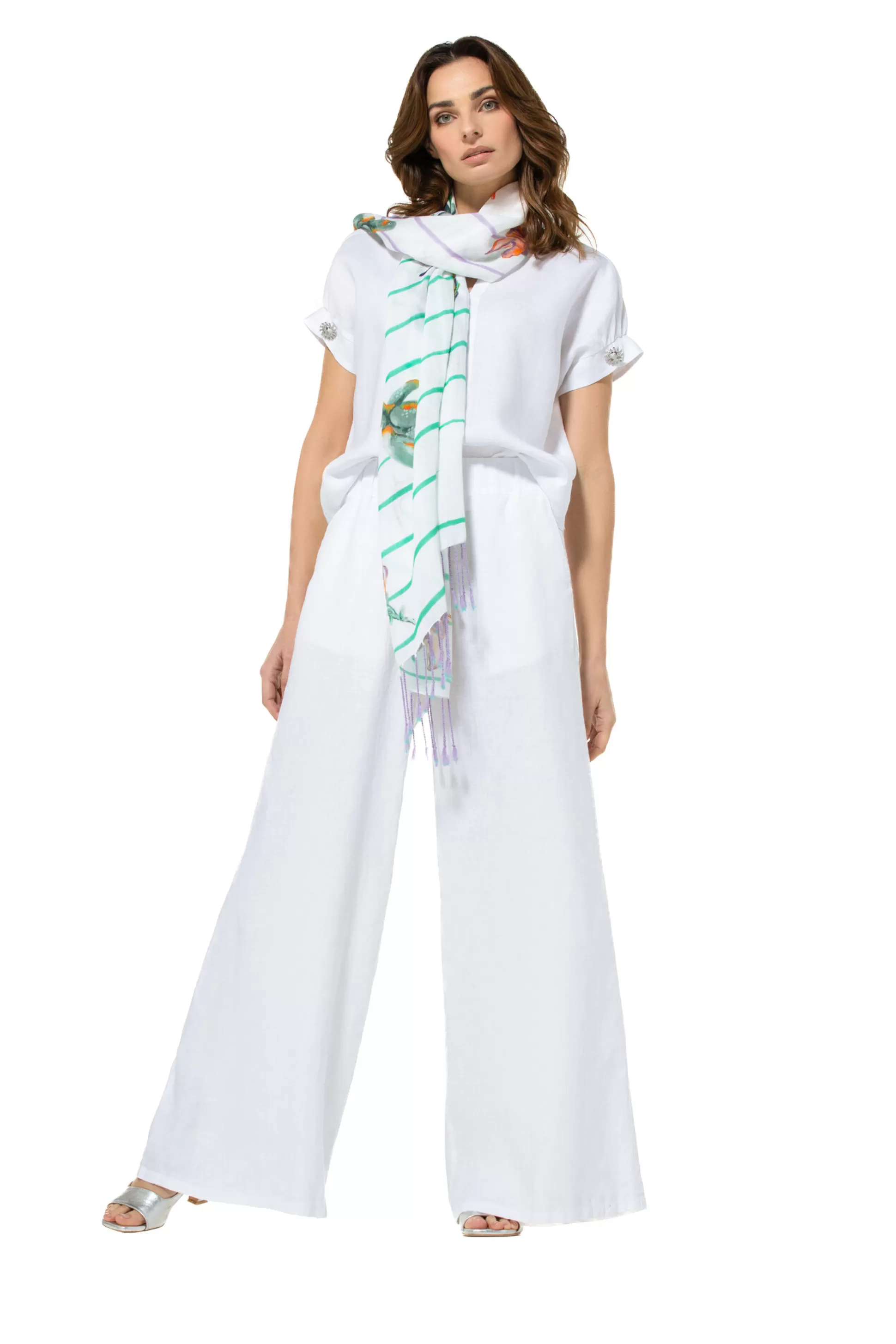 Caroline Biss 3571-90 / Pantalon Large En Lin, Taille Normale*Femmes Pantalon